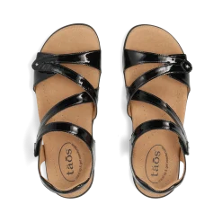 Taos Footwear Soft Support Sandals*Big Time Black Patent