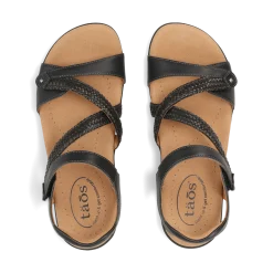 Taos Footwear Soft Support Sandals*Big Time Weave Black