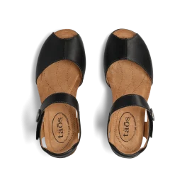 Taos Footwear Cork Support Sandals|Wedge Sandals*Promise Black