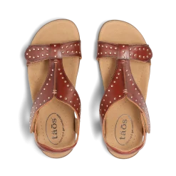 Taos Footwear Soft Support Sandals*Show Stopper Cognac