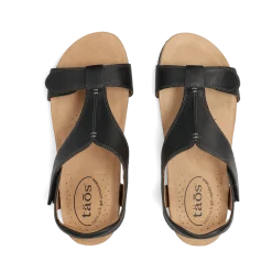 Taos Footwear Cork Support Sandals|Wedge Sandals*Showtime Black