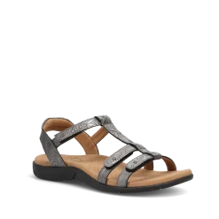Taos Footwear Soft Support Sandals*Trophy 2 Pewter Embossed