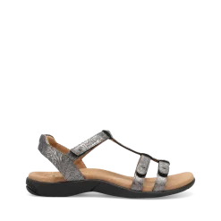 Taos Footwear Soft Support Sandals*Trophy 2 Pewter Embossed