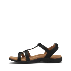 Taos Footwear Soft Support Sandals*Trophy 2 Black Emboss