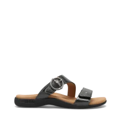 Taos Footwear Soft Support Sandals*Westside Black Metallic