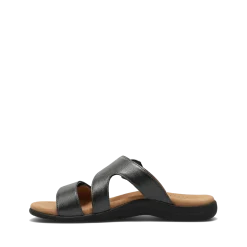 Taos Footwear Soft Support Sandals*Westside Black Metallic