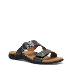 Taos Footwear Soft Support Sandals*Westside Black Metallic