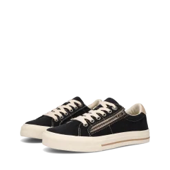 Taos Footwear Canvas|White*Z Soul Black/Tan Distressed